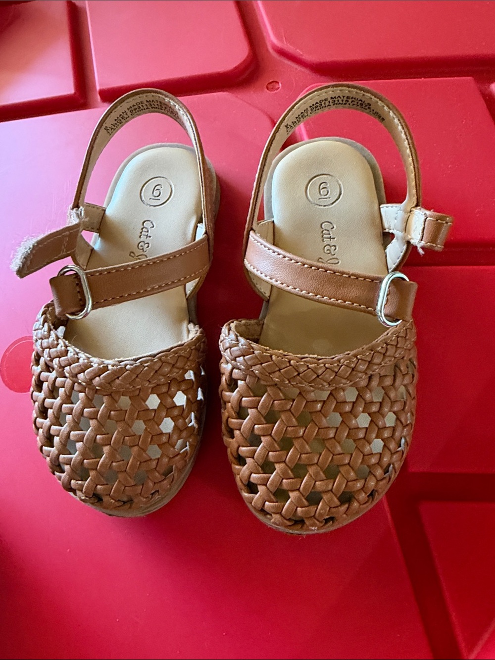 Cat & Jack Toddler Tan Woven Slingback Sandals
